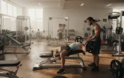 Spotter aide au développé couché en salle de musculation