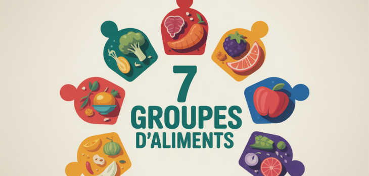 les 7 groupes d aliments tableau, illustration icones et personnages