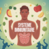 illustration renforcement du système immunitaire bouclier stylisé aliments
