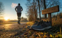 Chaussures et coureur sur sentier humide : bienfaits de la course a pied pour le cœur et le mental