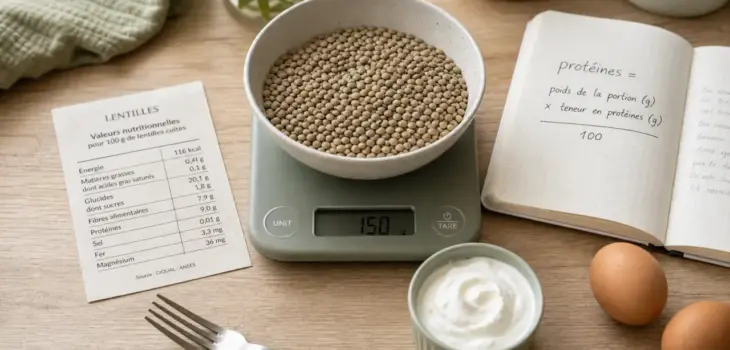 Calcul protéine par aliment : protéines pour 100 g