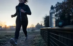 Courir le matin a jeun, montre affiche « À jeun » au lever du jour
